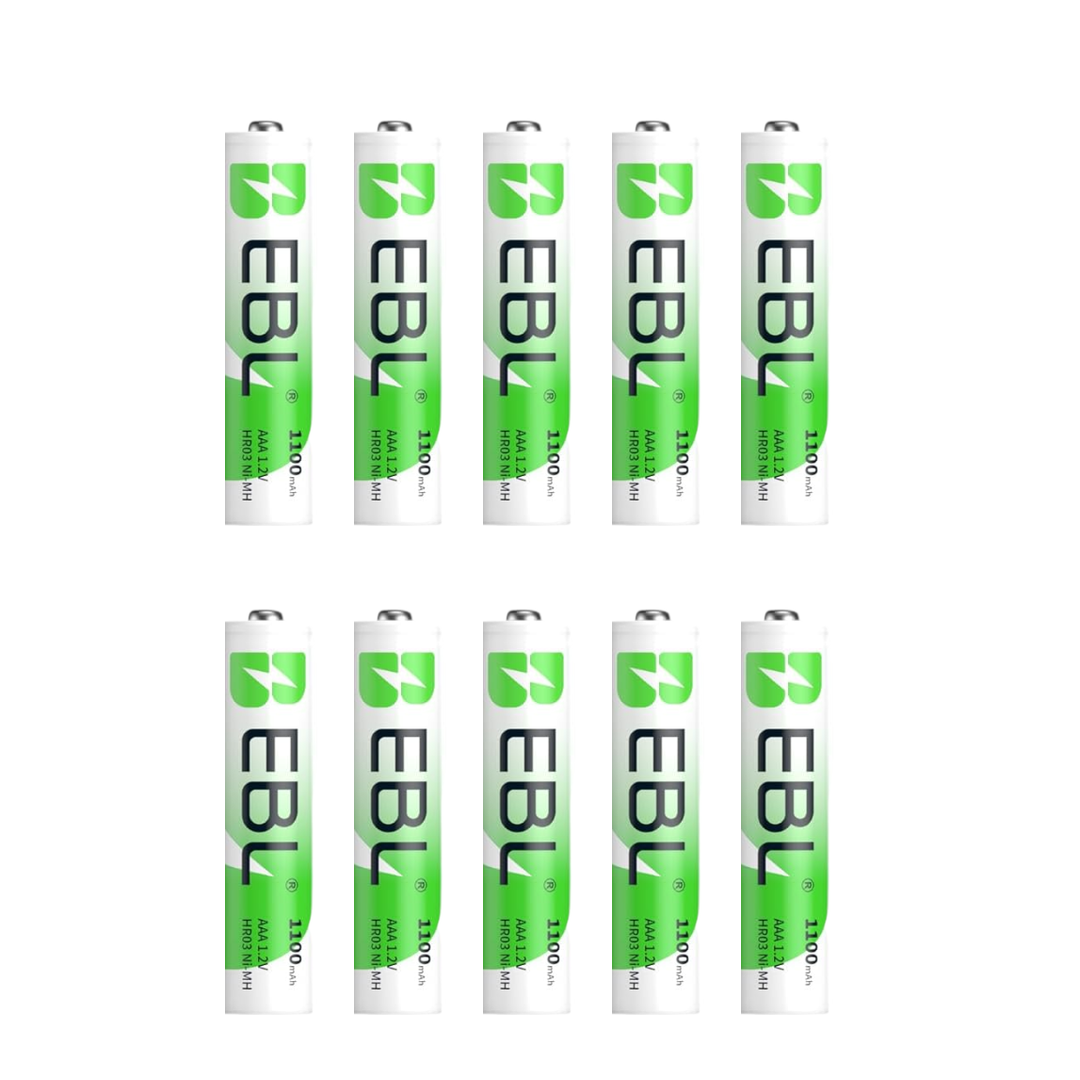 10er Pack EBL AAA NiMH Akku 1100mAh