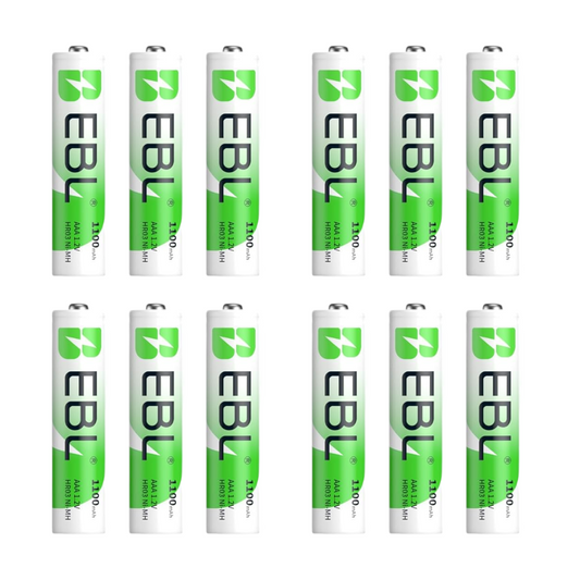 Piles rechargeables EBL AAA 1100mAh (pack de 12) pour adaptateur Beaulieu R16 & Hasselblad 500 EL