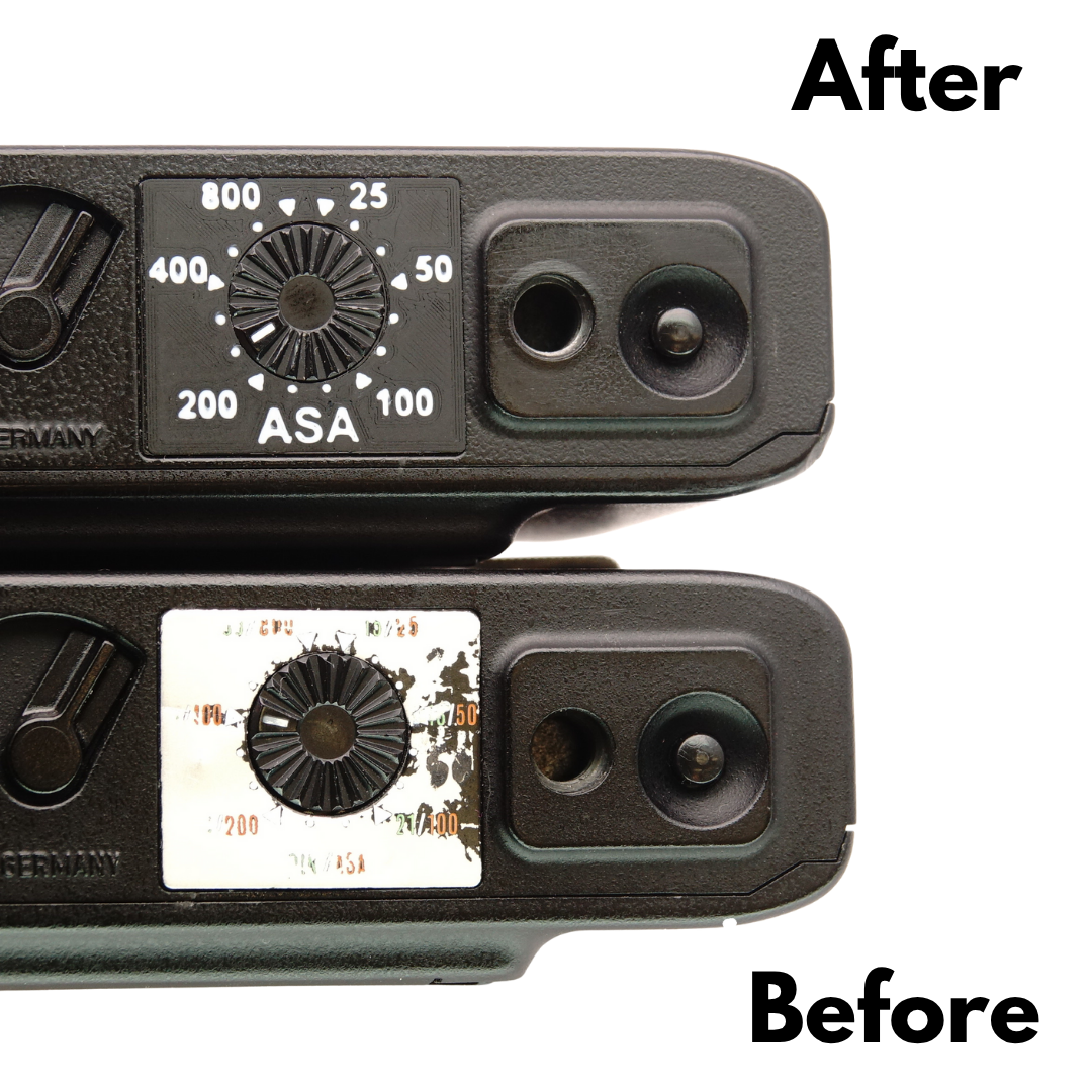 ISO badge replacement (2 pieces) for Minox 35 GT, GL, ML & EL