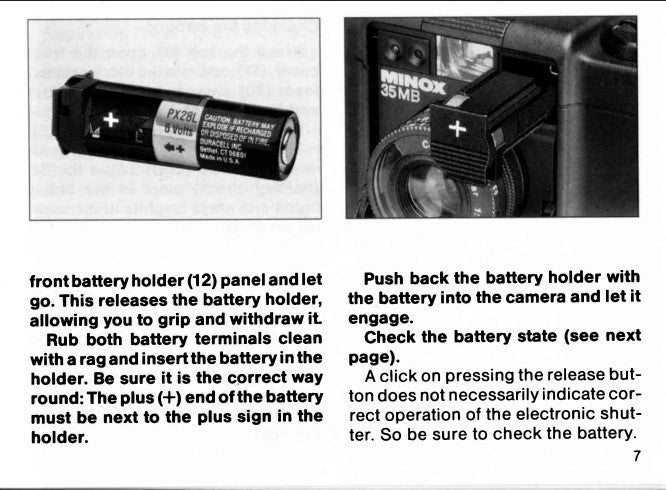 Battery adapter PX28 (4x LR44) for Minox 35 MB, ML & MDC
