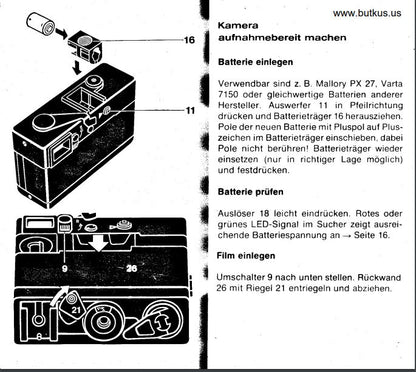 PX27 Batterie Adapter für Rollei 35 SE, 35 TE & A110
